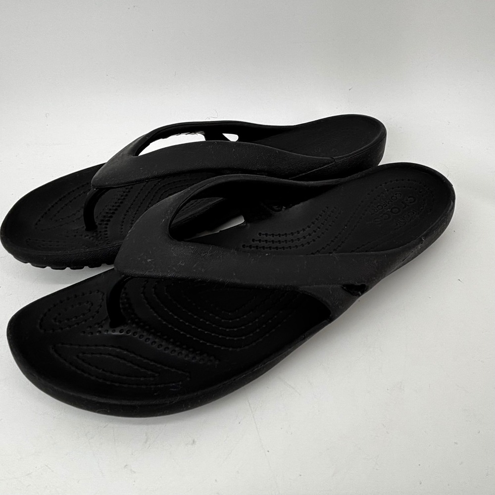 Crocs Kadee II Flip Flops Womens 9 Black Iconic Comfort Sandals 202492-001
